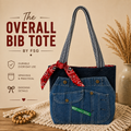 The Overall Bib Tote - Upcycled Denim & Bandana Tote