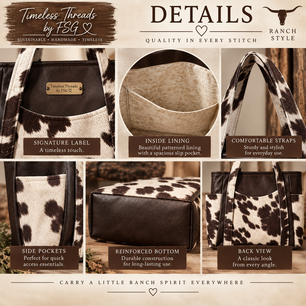 Ranch Style Cow Print Tote Bag
