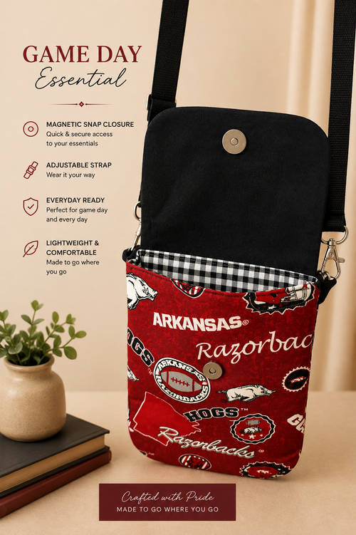 Arkansas Razorbacks Crossbody Bag – Handmade Game Day Purse