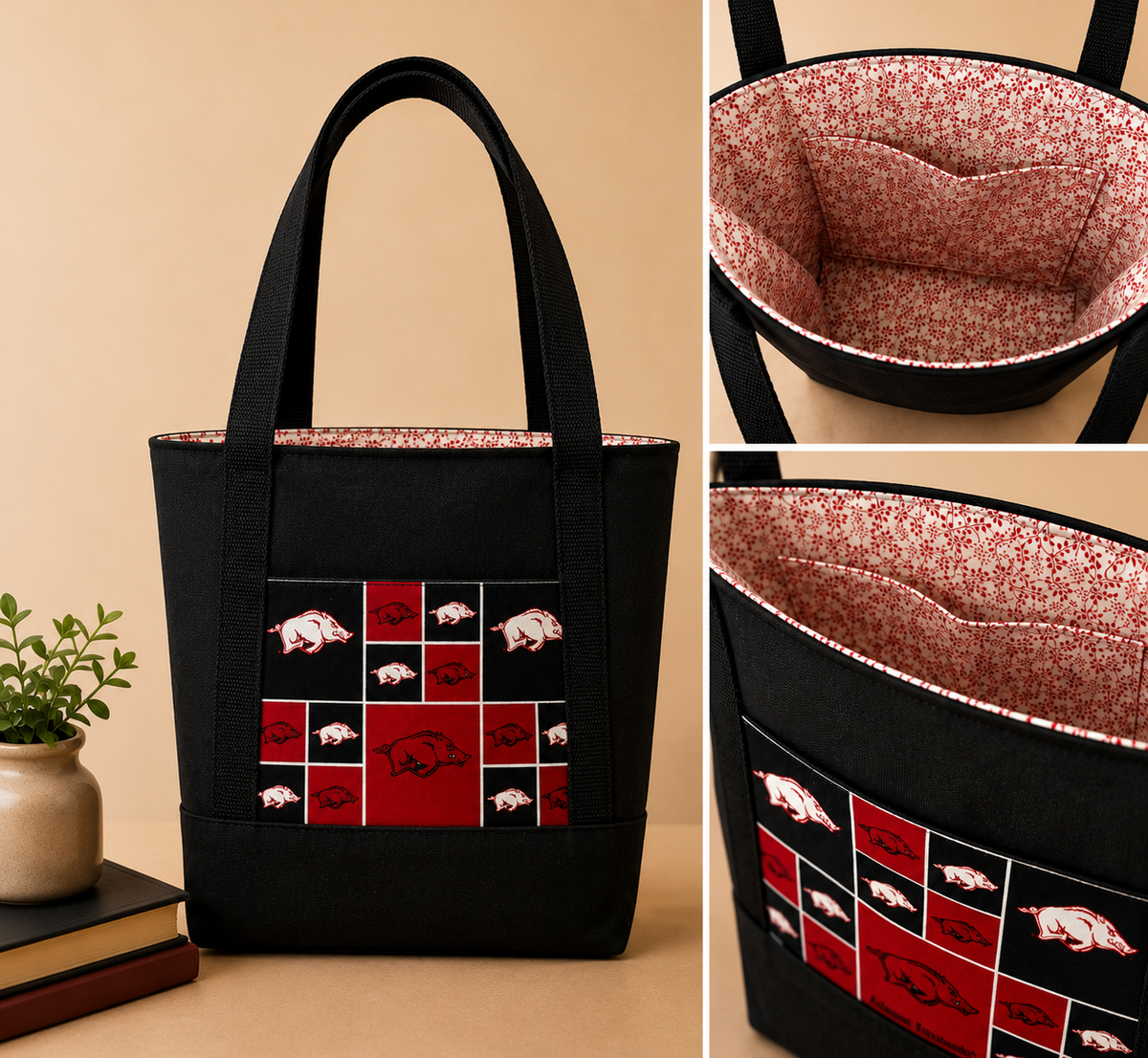 Arkansas Razorbacks Black Canvas Tote