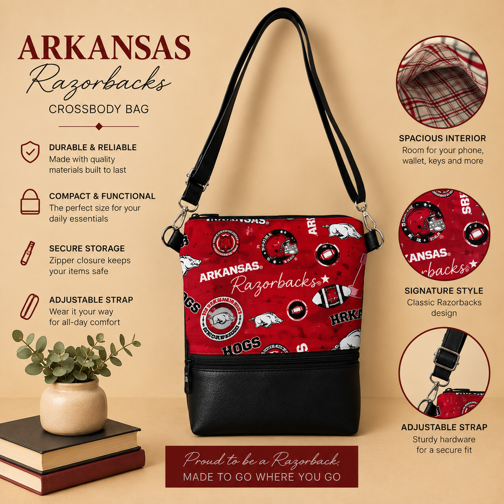 Arkansas Razorbacks Crossbody Bag – Handmade Team Spirit Purse