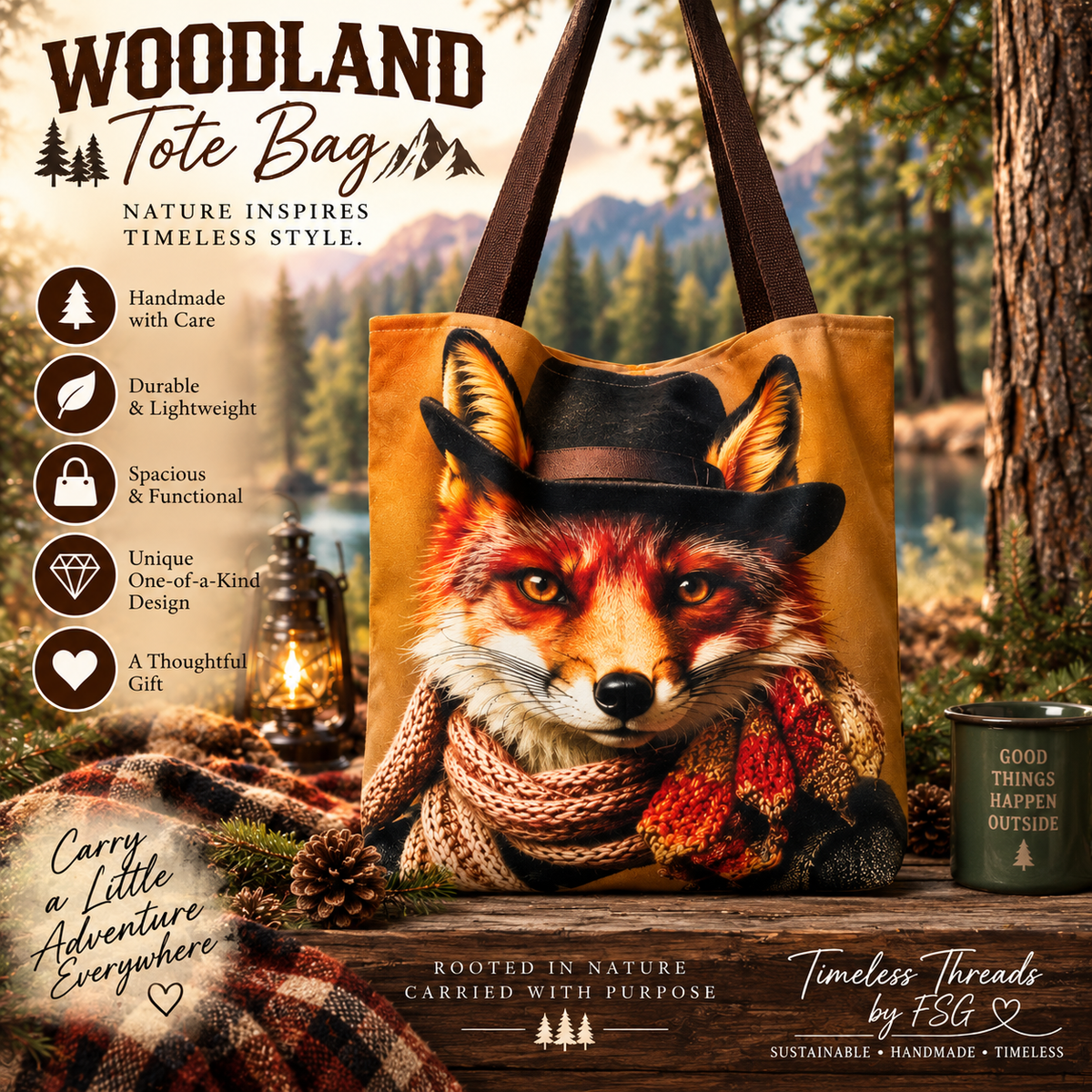 Handmade Fox Tote Bag