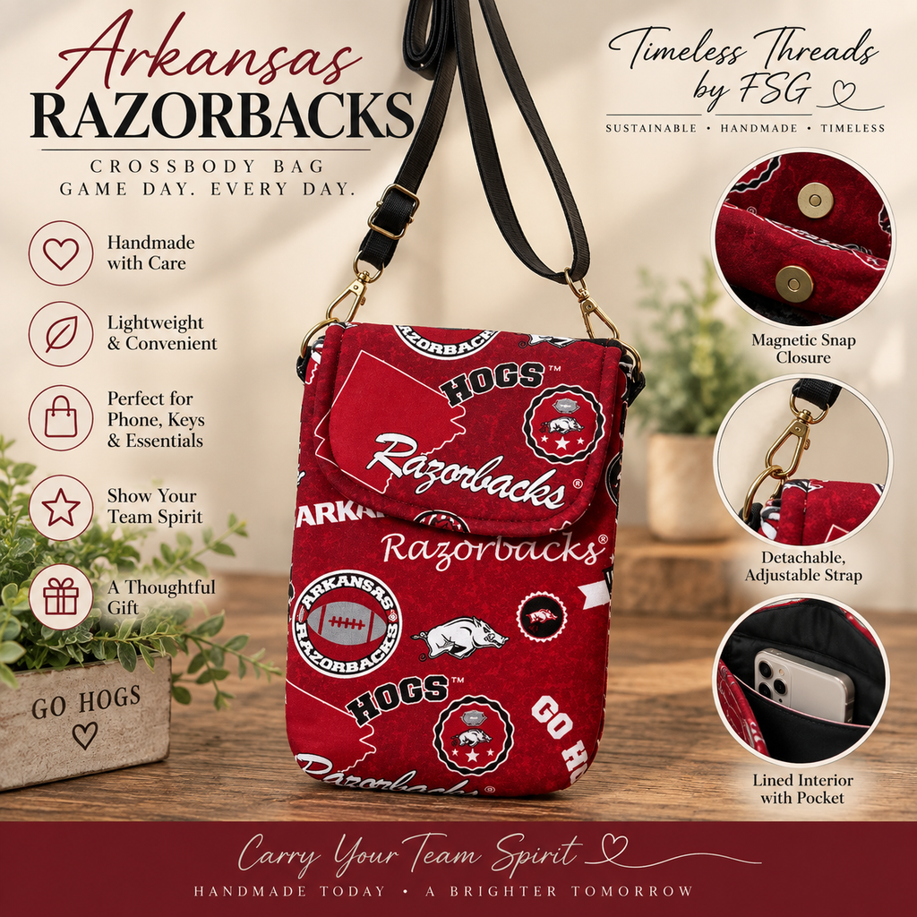 Arkansas Razorbacks Crossbody Bag – Handmade Game Day Purse