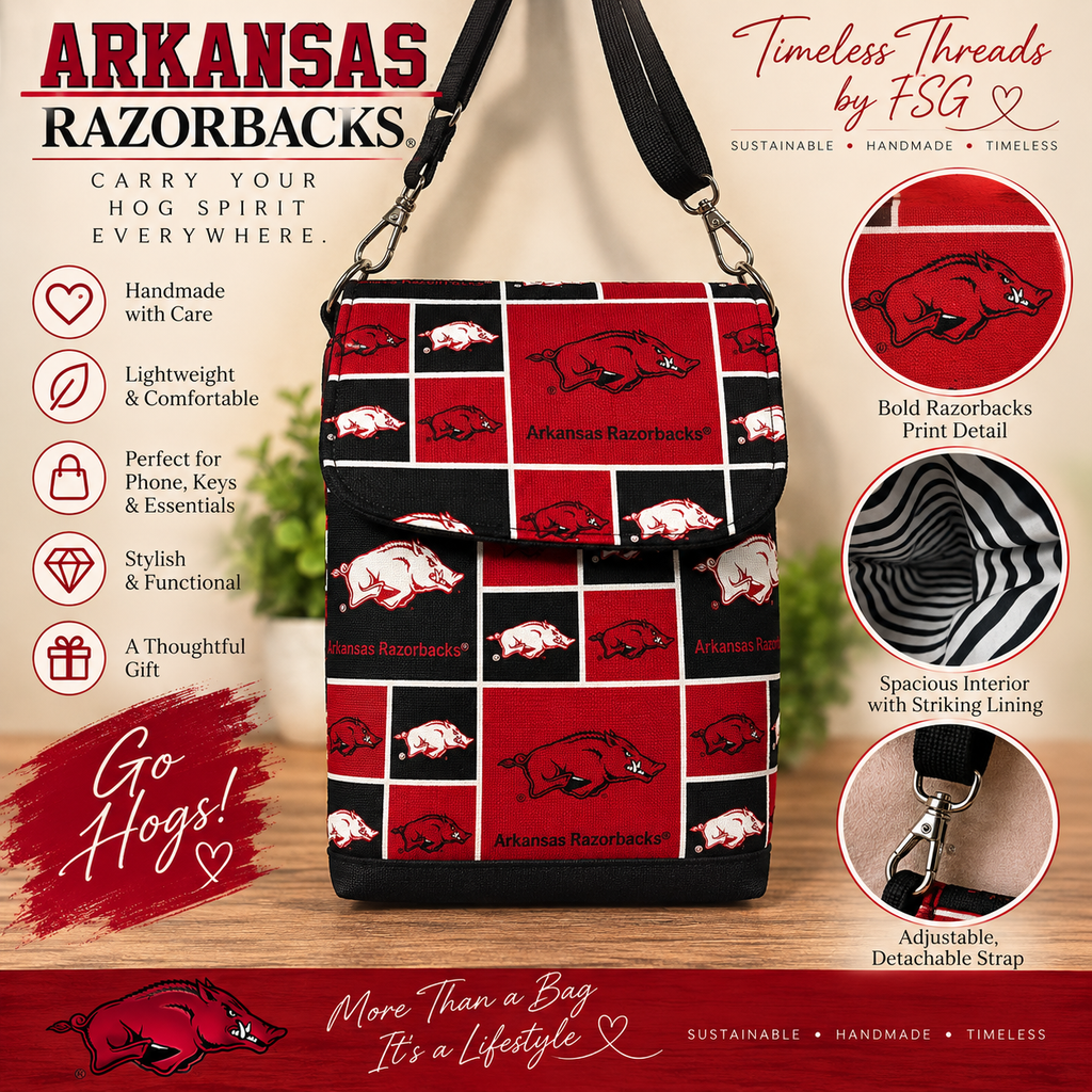 Arkansas Razorbacks Crossbody Bag – Handmade Game Day Purse