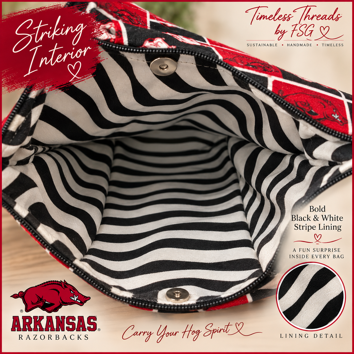 Arkansas Razorbacks Crossbody Bag – Handmade Game Day Purse