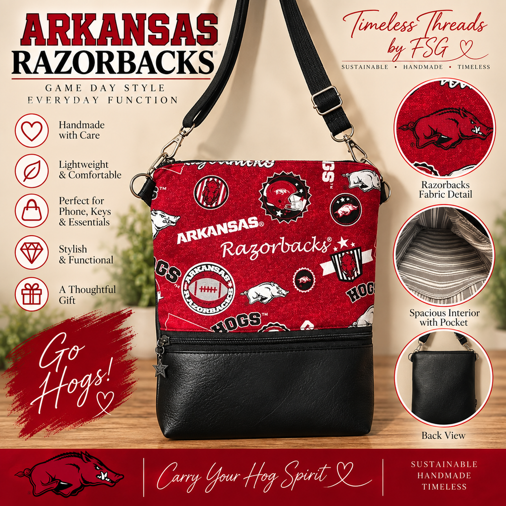 Arkansas Razorbacks Crossbody Bag – Handmade Team Spirit Purse