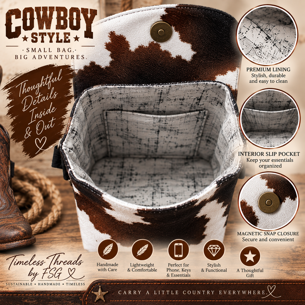 Rancher Crossbody – Cow Print Bag