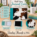 Cow Print & Teal Half Size Journal Cover – Handmade & Reusable