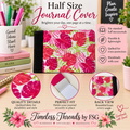 Pink Tropical Floral Half Size Journal Cover – Handmade & Reusable